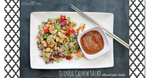 Quinoa Cashew Salad with Peanut Ginger Dressing #quinoa #salad #peanutbutter http://www.mamamiss.com ©2013