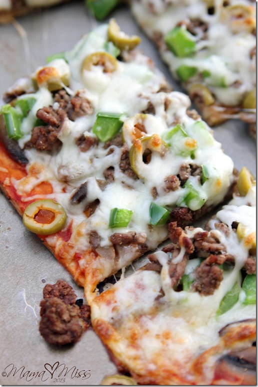 Thin Crust Ground Beef & Green Olive Pizza #pizza #target #beef