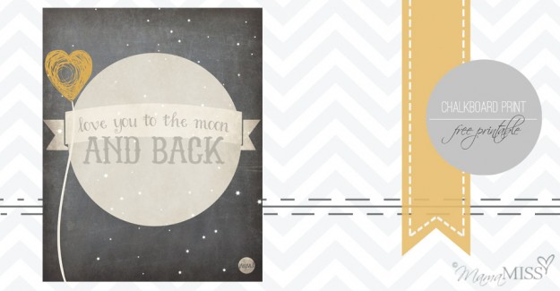 Love You To The Moon Chalkboard Print | Mama Miss #chalkboard #moon #kiddecor