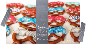 Patriotic Dipped Pretzels #treats #the4th #patriotic #sprinkles #pretzels