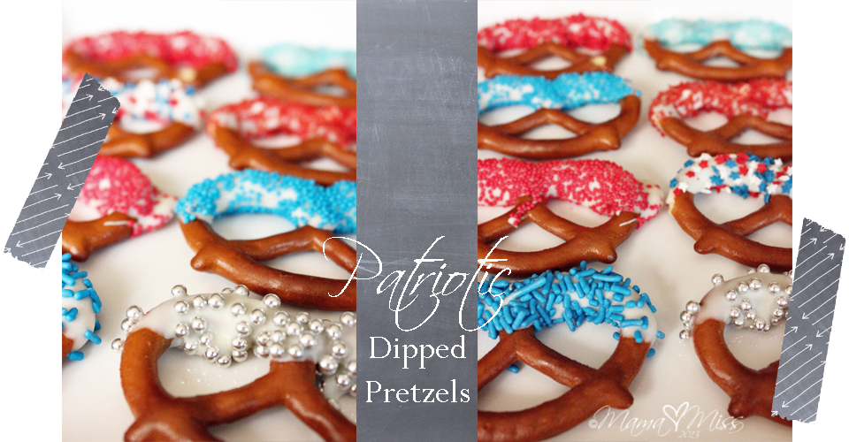 Patriotic Dipped Pretzels #treats #the4th #patriotic #sprinkles #pretzels