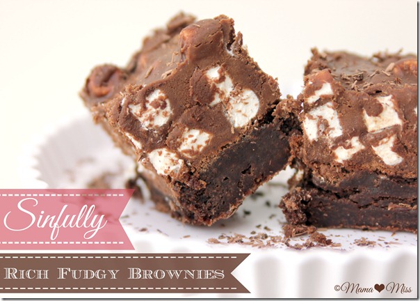 Sinfully Rich Fudgy Brownies | @mamamissblog #brownies #fudge #marshmallowgoodness 