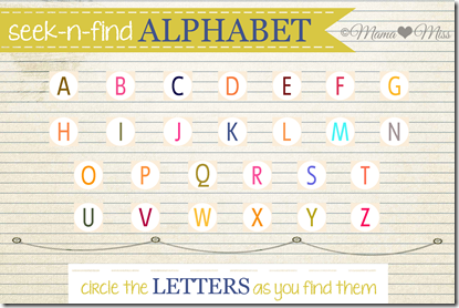 Seek-n-Find Alphabet Tube from @mamamissblog ©2012