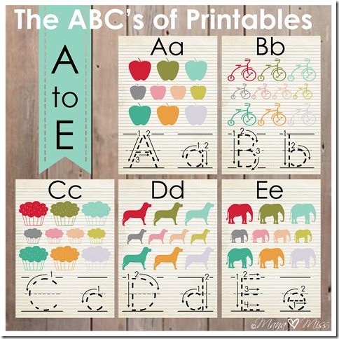The ABC's of Printables: letters A-E {mama♥miss} ©2013