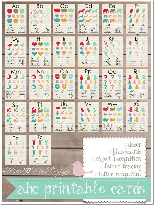 Alphabet Cards - Custom Designed Free Printables https://www.mamamiss.com ©2013