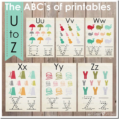 The ABC's of Printables: letters U-Z {mama♥miss} ©2013