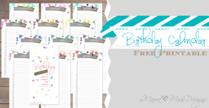 Birthday Calendar - Custom Designed Free Printables https://www.mamamiss.com ©2013