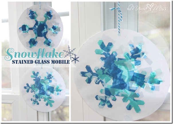 Snowflake Stained Glass Mobile https://www.mamamiss.com ©2013