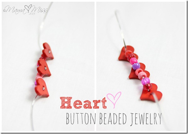 Heart Button Beaded Jewelry https://www.mamamiss.com ©2013