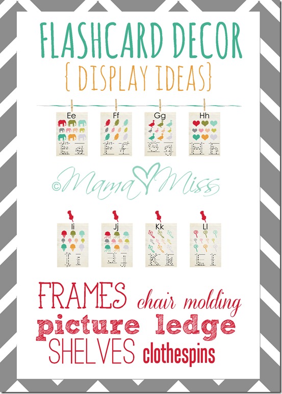 Flashcard Decor Display Ideas https://www.mamamiss.com ©2013