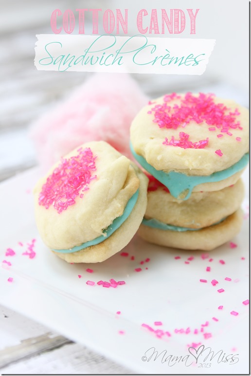 Cotton Candy Sandwich Crèmes https://www.mamamiss.com ©2013