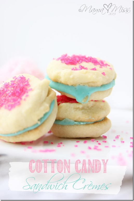 Cotton Candy Sandwich Crèmes https://www.mamamiss.com ©2013