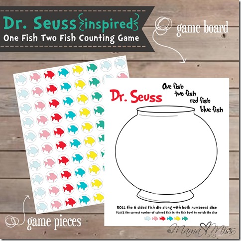 {Dr. Seuss Inspired} One Fish Two Fish Counting Game https://www.mamamiss.com ©2013