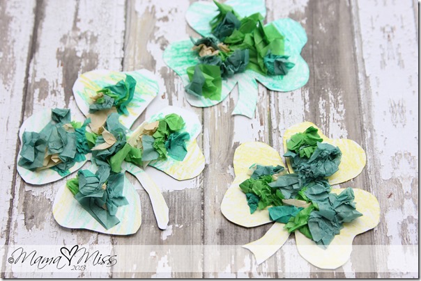 Magnetic Tissue Paper Shamrocks #StPatricksDay #DIYideas | https://www.mamamiss.com ©2013