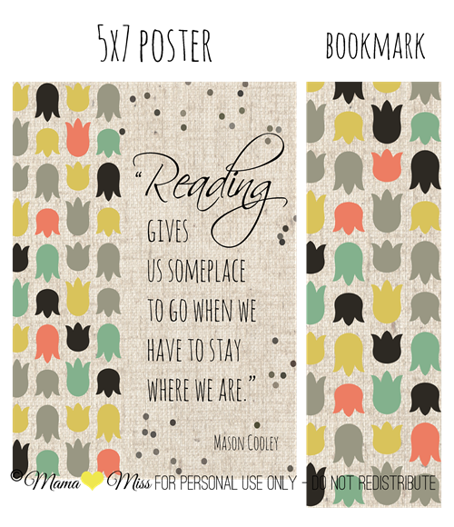 Sign & Matching Bookmark #freeprintable #custom https://www.mamamiss.com ©2013