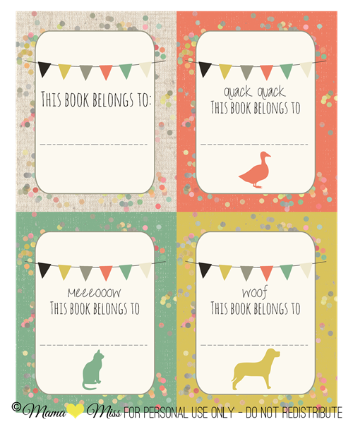 Book Plates #freeprintable #littlereaders https://www.mamamiss.com ©2013