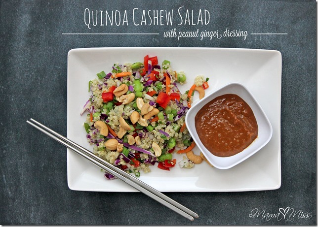 Quinoa Cashew Salad with Peanut Ginger Dressing #quinoa #salad #peanutbutter https://www.mamamiss.com ©2013