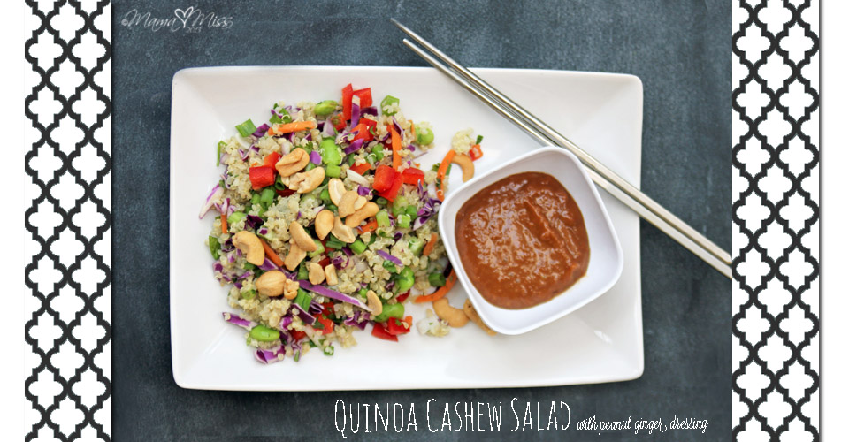Quinoa Cashew Salad with Peanut Ginger Dressing #quinoa #salad #peanutbutter https://www.mamamiss.com ©2013
