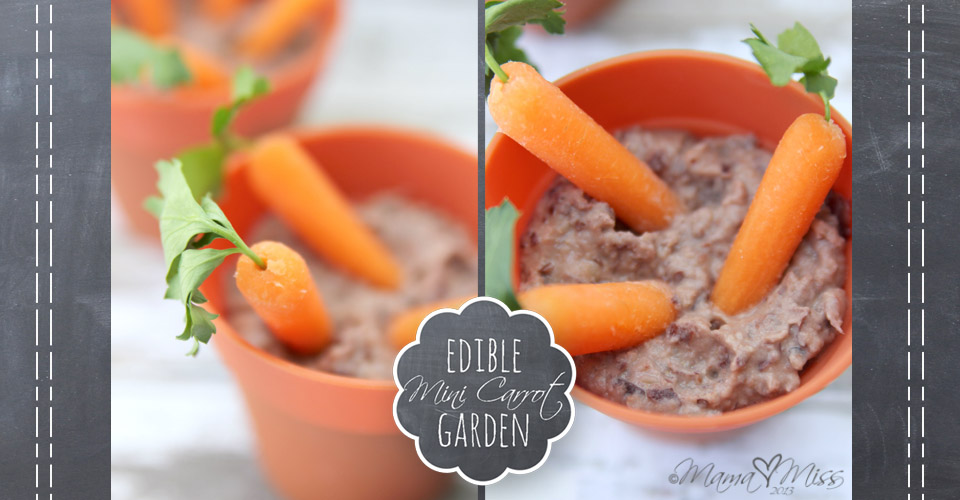 Edible Mini Carrot Garden #healthysnack #kidfood #carrots #blackbeans https://www.mamamiss.com ©2013