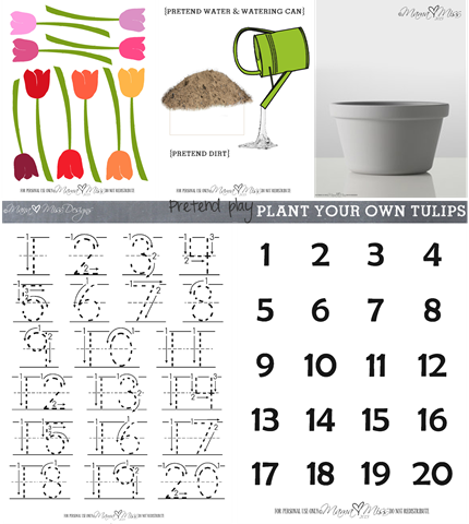 Pretend Play Inspired By Tulips #freeprintable #pretendplay #tulips https://www.mamamiss.com ©2013