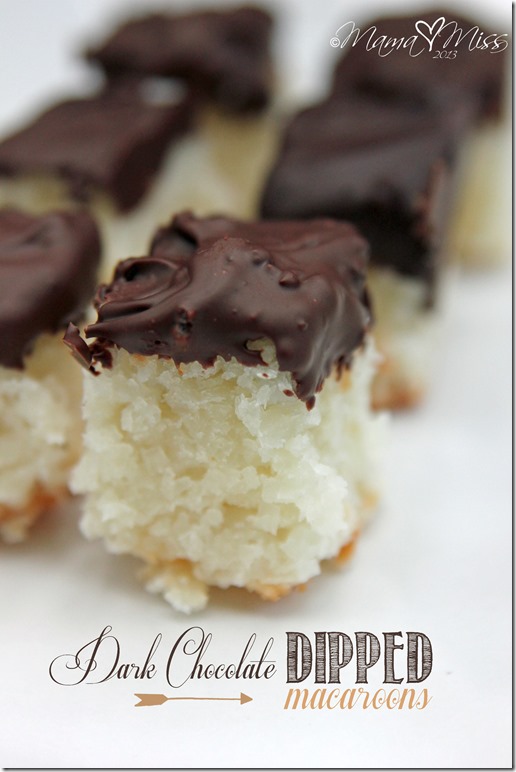 Dark Chocolate Dipped Macaroons #chocolate #macaroons https://www.mamamiss.com ©2013