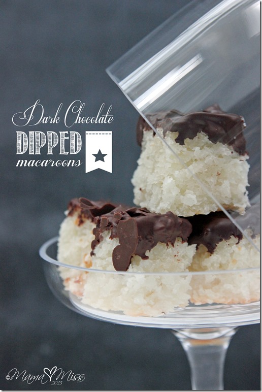 Dark Chocolate Dipped Macaroons #chocolate #macaroons https://www.mamamiss.com ©2013