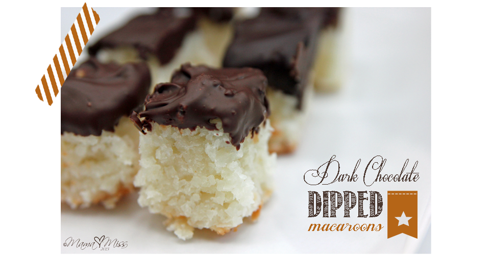 Dark Chocolate Dipped Macaroons #chocolate #macaroons https://www.mamamiss.com ©2013