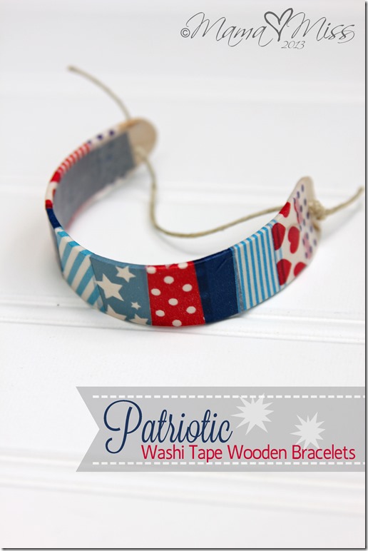 DIY: Patriotic Washi Tape Wooden Bracelets #washitape #diy #bracelet #the4th #redwhiteandblue