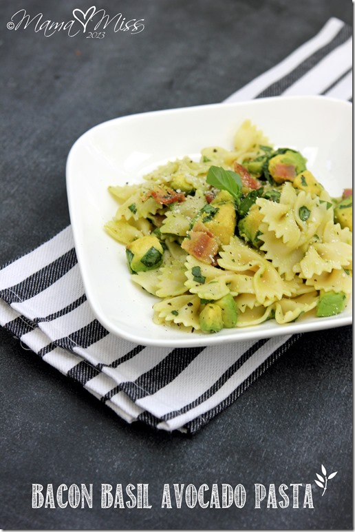 Bacon Basil Avocado Pasta #bacon #avocado #pasta