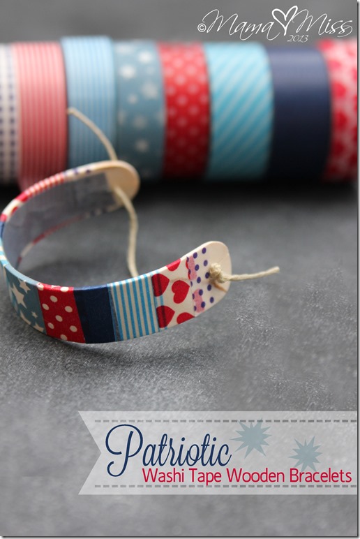 DIY: Patriotic Washi Tape Wooden Bracelets #washitape #diy #bracelet #the4th #redwhiteandblue