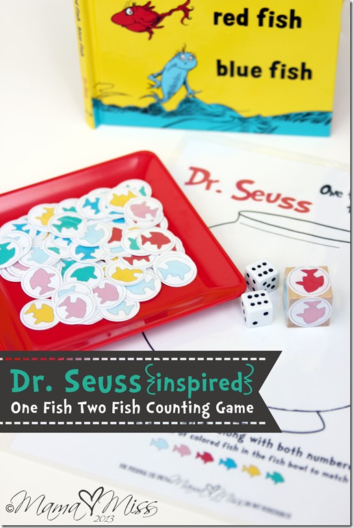 {Dr. Seuss Inspired} One Fish Two Fish Counting Game #drseuss #freeprintable #kidsgames