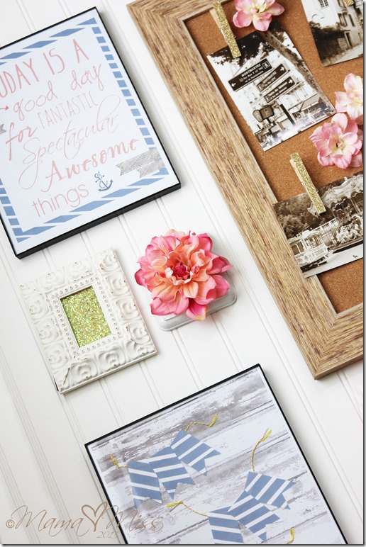 Wall Art Frame Display #diy #americancrafts #gold #glitter #nautical