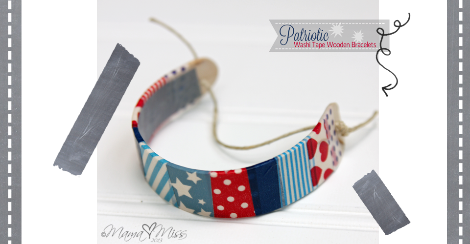 DIY: Patriotic Washi Tape Wooden Bracelets #washitape #diy #bracelet #the4th #redwhiteandblue