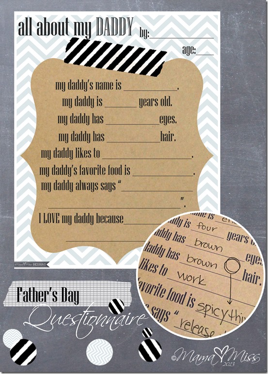 Father’s Day Questionnaire #fathersday #freeprintable