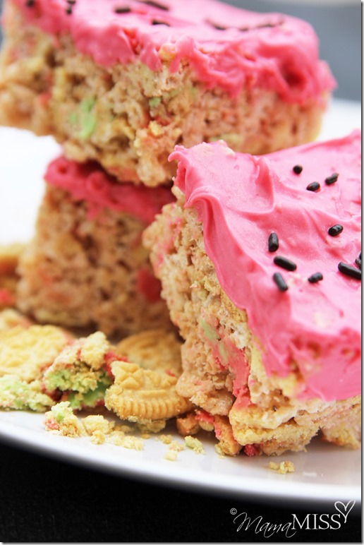 Watermelon Rice Krispie Treats - Mama Miss