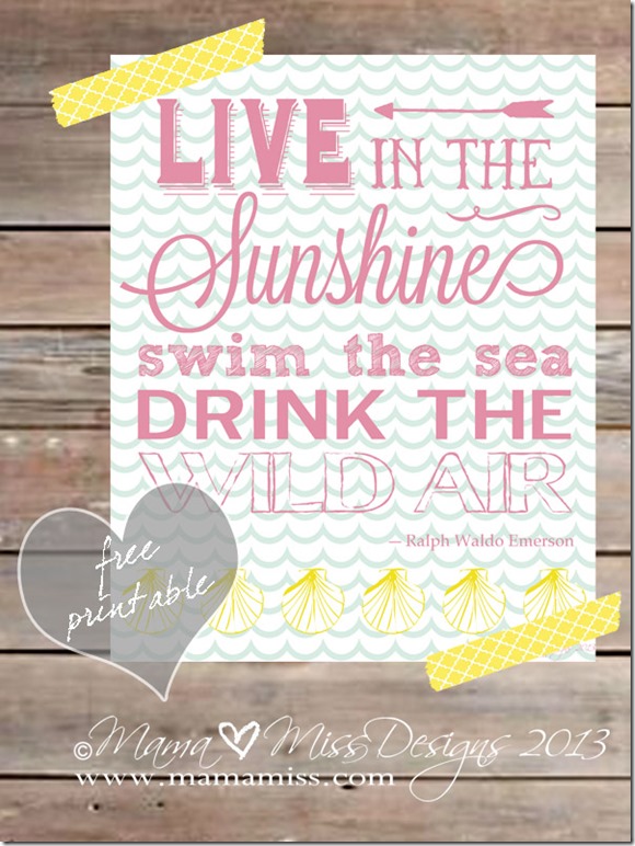 Live In The Sunshine - Graphic Subway Art Print | Mama Miss  #summer #subwayart #beach #Emerson