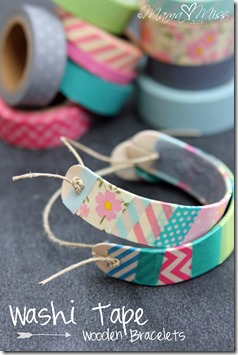 Washi Tape Wooden Bracelets #washitapecrafts