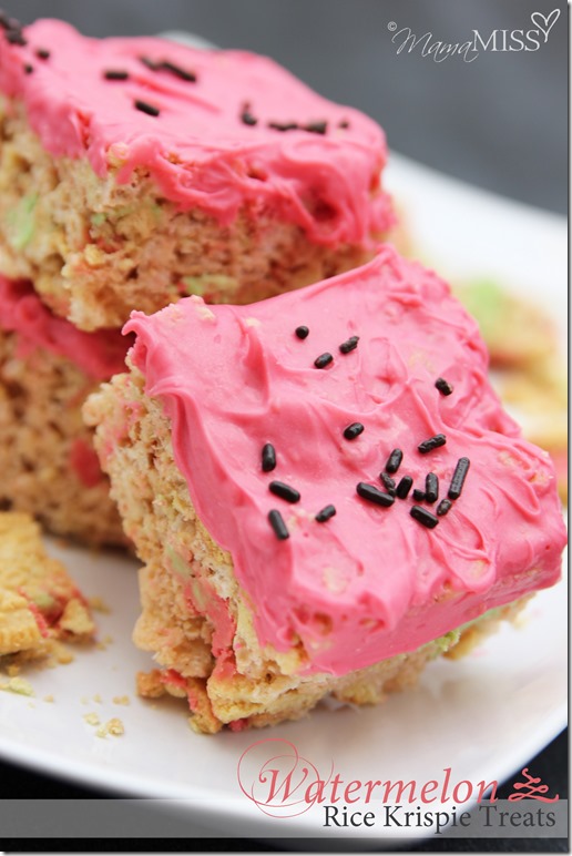 Watermelon Rice Krispie Treats - Mama Miss