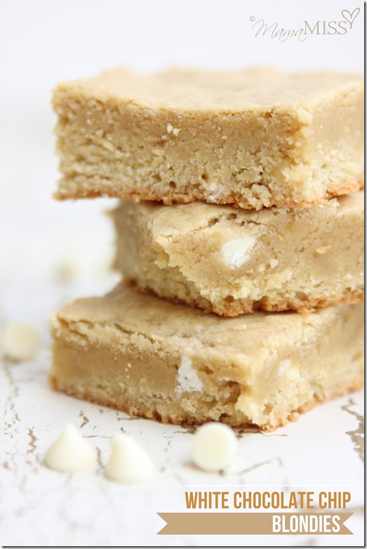 White Chocolate Chip Blondies | Mama Miss #blondies #decadentdessert