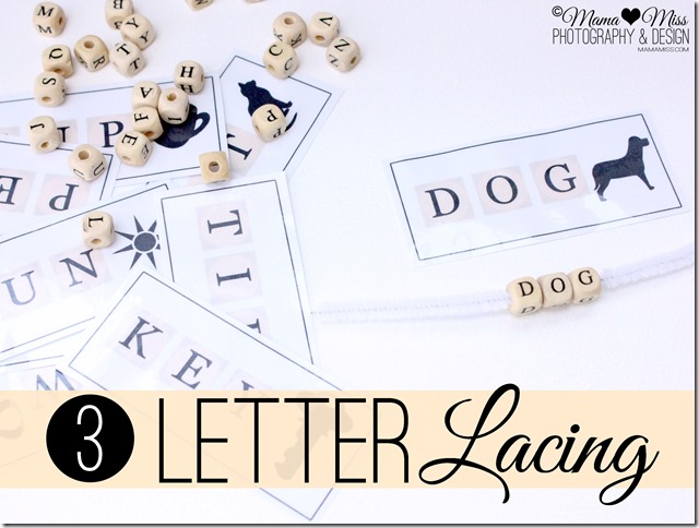 Three-Letter-Lacing Busy Bag | Mama Miss #freeprintable #busybag #quiettime #letters