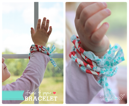 Fabric & Paper Bracelet | Mama Miss #straws #fabricjewelry #kidcrafts