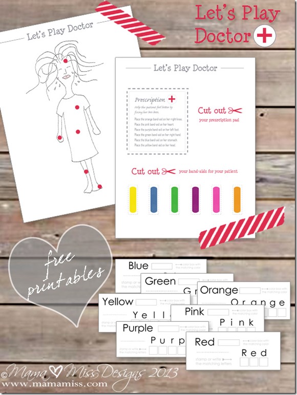 Let's Play Doctor Pretend Play + Color Stamping Cards | Mama Miss #freeprintable #colors #pretendplay #doctor