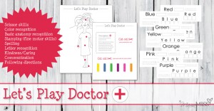 Let's Play Doctor Pretend Play + Color Stamping Cards | Mama Miss #freeprintable #colors #pretendplay #doctor