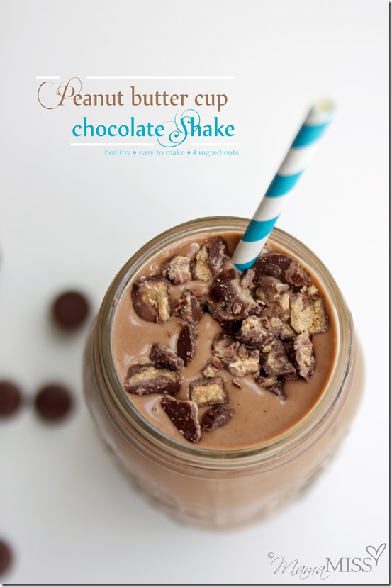 Peanut Butter Cup Chocolate Shake | Mama Miss #healthy #shake #chocolate #peanutbutter 