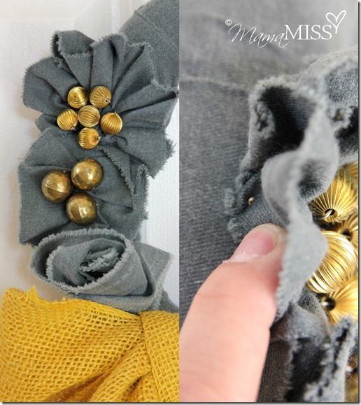 No Sew Fall Wreath - yellow & grey | Mama Miss #fall #burlap #wreath #nosew