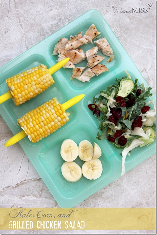 Kale, Corn, and Grilled Chicken Salad (made two ways - kiddo & adult) | Mama Miss #kidfood #healthyeating #familyfood