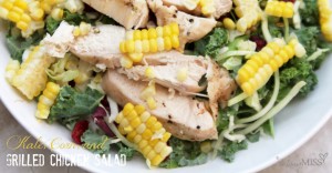 Kale, Corn, and Grilled Chicken Salad (made two ways - kiddo & adult) | Mama Miss #kidfood #healthyeating #familyfood