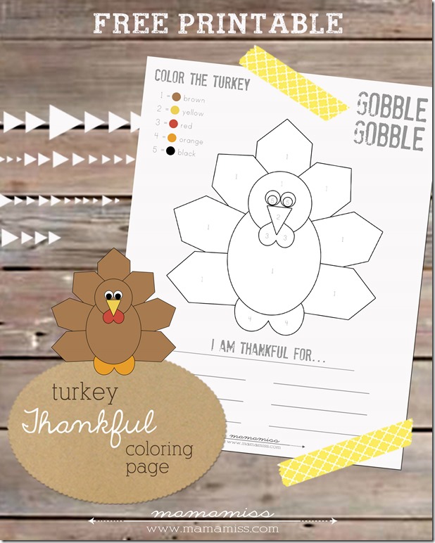 Turkey Thankful Coloring Page | @mamamissblog #freeprintable #thanksgivingforkids #colorbynumber