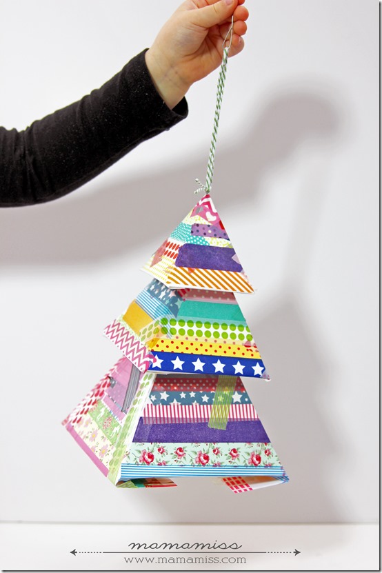 Washi Tape Evergreen Tree | @mamamissblog #washitapecrafts #holiday #ornament