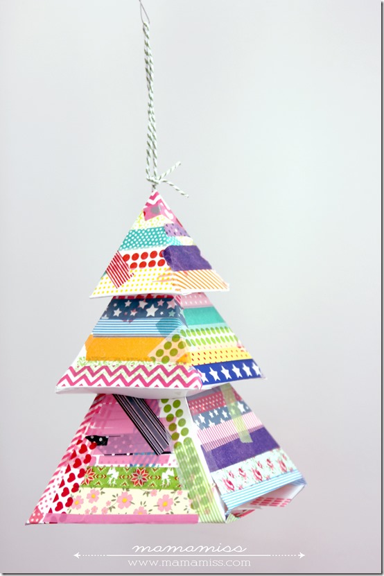 Washi Tape Evergreen Tree | @mamamissblog #washitapecrafts #holiday #ornament